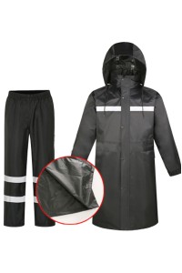 SKRT002 製造黑色反光雨衣 大量訂做過膝雨衣 加長版  套裝 雨衣製造商 磁吸雨衣  工地雨衣 急流